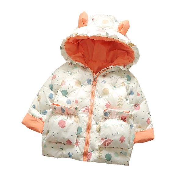 

short kids clothing coat girl red yellow warm outerwear children cute cotton-padded clothes winter hooded coat for girls, Blue;gray