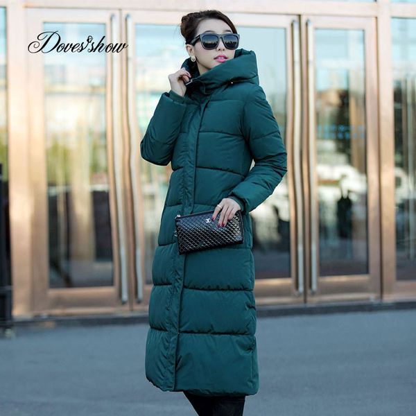 

colorful hooded winter down coat jacket long thick warm women casaco feminino abrigos mujer invierno wadded cotton padded parkas, Black