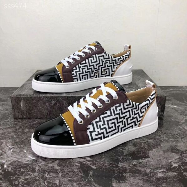 

fashion luxury designer men red bottoms skate shoes studded spikes bottom handsome light sneakers casual skateboarding sneakers men size6-12