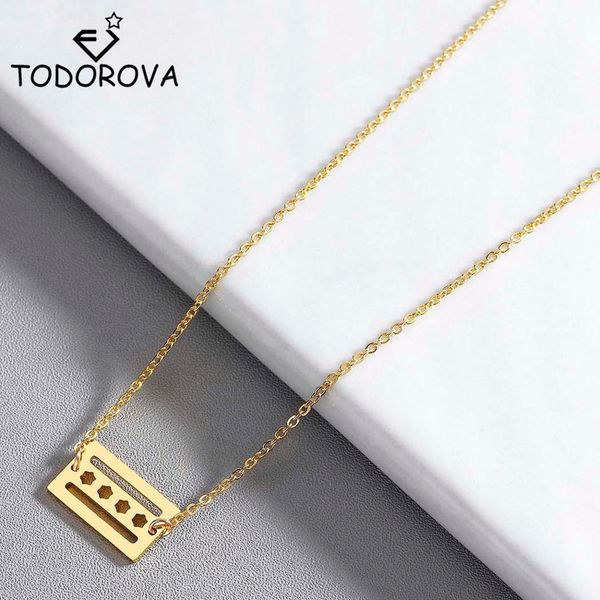 

todorova minimalistic chicago flag pendant necklaces for women hollow star bar jewelry american city flag necklaces bijoux femme, Silver