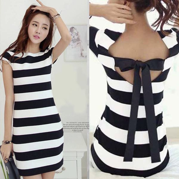 

women clothes plus size dresses plus size women dress korean bow short sleeve striped summer dress mini casual flora dresses dress, Black;gray