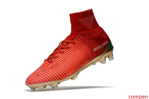 

100% оригинальное красное золото cr7 детские футбольные бутсы mercurial superfly cr7 детские футбольные бутсы