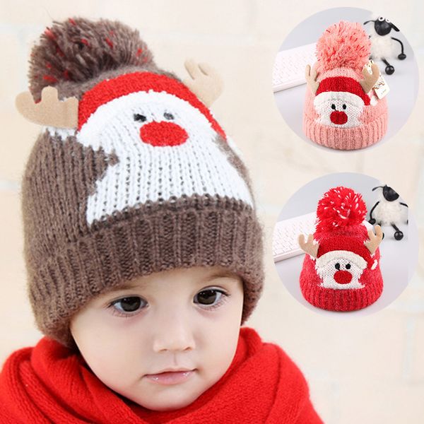 

3pcs/lot funny santa claus snowman baby hats wool warm christmas hats kids for xmas party home shop decoration winter hat