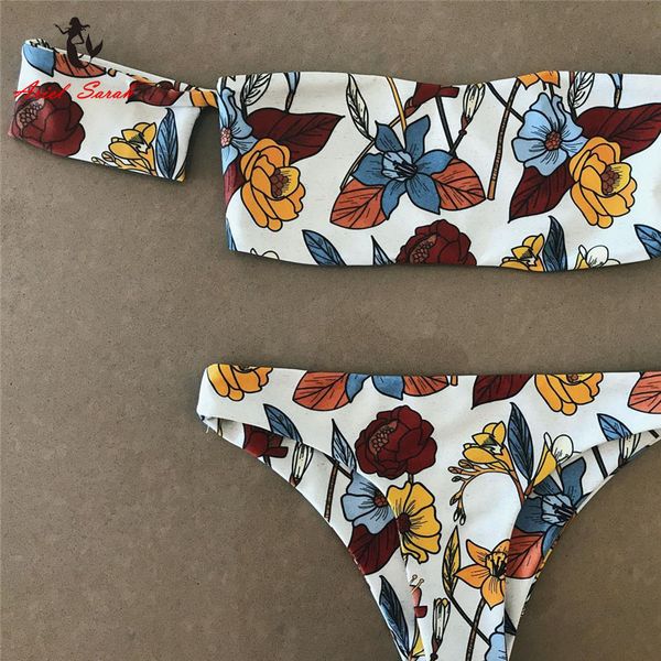 

swimwear women designer bikini floral swimsuit women swimwear off shoulder bikini set simple suit women new design brazilian bikini q348, White;black
