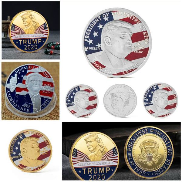 Us President Trump Commemorative Coin Golden Silver Plated Collection Flying Eagles Commemorative Coins No Year In The Surface 6 Style