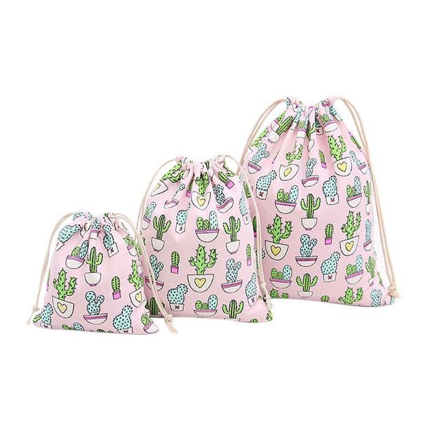 

2019 new fashion men women backpack cactus print sack travel drawstring bags rucksack