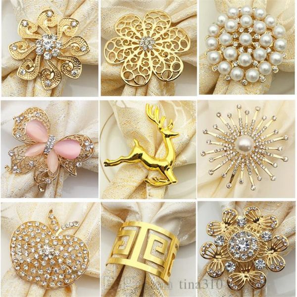 

fashion table decoration pearl napkin buckle alloy deer napkin ring gold-plated apple-shaped napkin ring t9i004