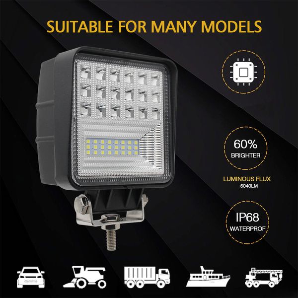 

ale 63w 4.3 inch led work lamp bar flood auto driving worklight for car truck trailer suv off road 4x4 12v 24v