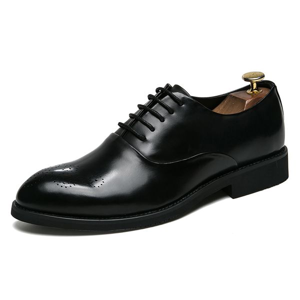 

fashion men casual shoes big size39-46 oxfords leather pointed formal business male genuine leather wedding dress flats, Black