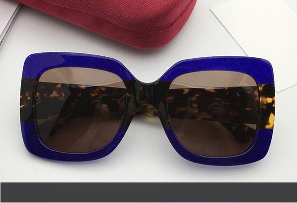 

дизайнерские женские квадратные 0083s синий avana коричневый золотой пластиковые солнцезащитные очки 55 мм бренд солнцезащитные очки новый с, White;black