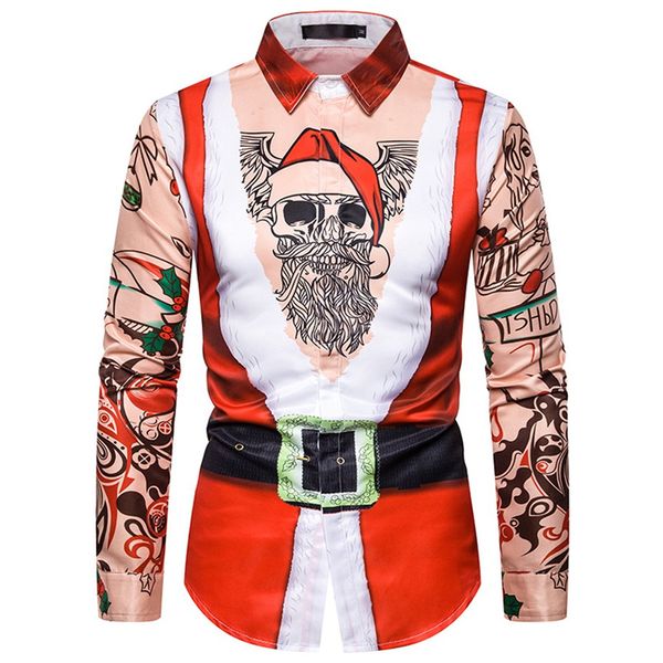 

christmas men's shirts blusa masculina casual snowflakes printed shirt men slim fit fake two pieces blouse camisas hombre, White;black