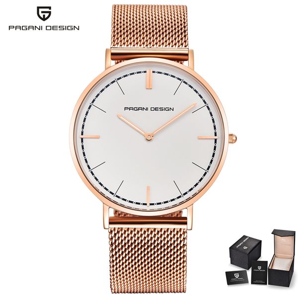 

pagani design 2019 new ultra thin fashion male wristwatch stainless steel business waterproof men watch simple saat dropshipping, Slivery;brown