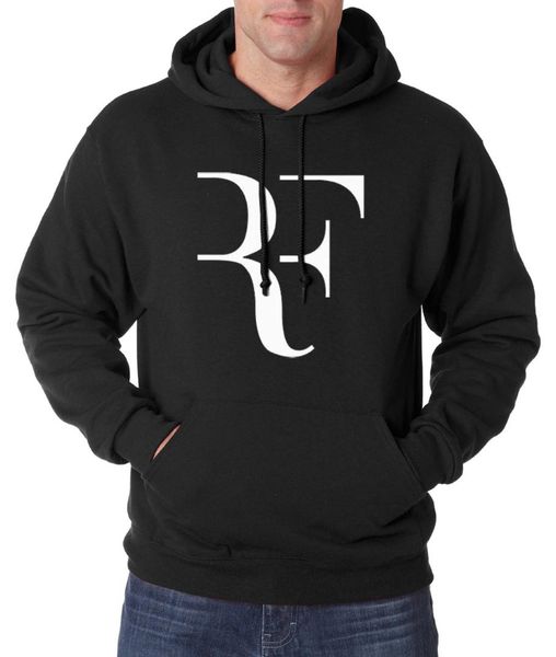 

autumn winter new unique design rf men hoodies roger federer men sweatshirts hooded fashion casual loose men's sportswear, Black