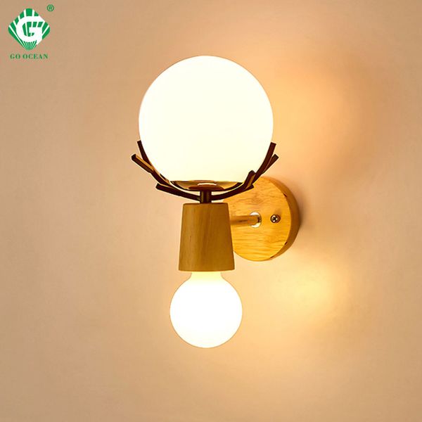 2019 Creative Led Wall Light Sconces E27 Bulb Wood Retro Wall Lamps Hotel Home Living Room Bedroom Bedside Indoor Lighting Fixture From Szgoldenocean