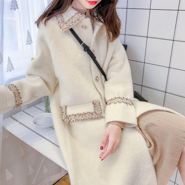 

women's wool & blends heydress 2021 autumn winter solid women pocket coat ladies woolen elegant long jacket female single breasted warm, Black