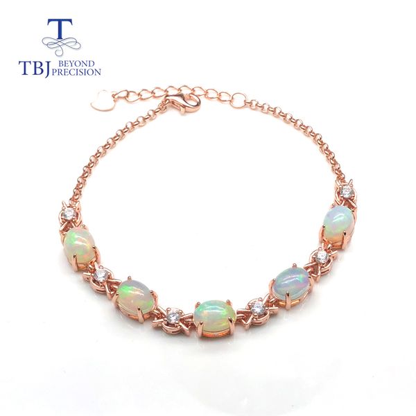 

tbj,opal bracelet natural ethiopia gemstone oval 6*8mm with 925 sterling silver rose gold simple fine jewelry suitable girls, Golden;silver