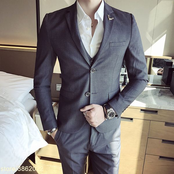 

выполненный на заказ новый мужской костюм из трех частей блейзеры брюки жилеты классические партии одежда повседневная бизнес формальные слу, White;black