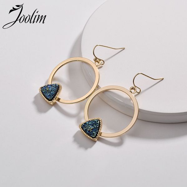 

joolim jewelry wholesale/druzzy triangle hoop earring dangle earring, Golden