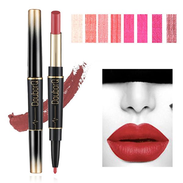 

matte lipstick wateproof double ended long lasting lipsticks brand lip makeup cosmetics nude dark red lips liner pencil