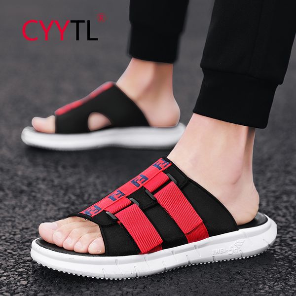 

slippers cyytl fashion men's summer soft sole sandals beach casual shoes home flip-flops open toe breathable, Black