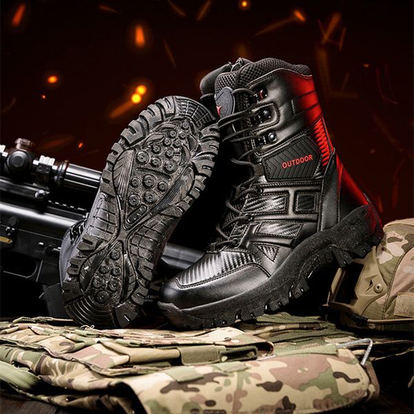 

fashion new footwear military tactical mens boots special force leather desert combat ankle boot army men's shoes plus size 39-47, Black