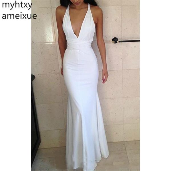 

deep mermaid prom dress long formal red evening gowns white backless 2019 new arrival trumpet dress, White;black