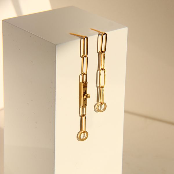 

new trendy tassel asymmetric chain earrings women fashion gold silver color eearings for women party jewelry