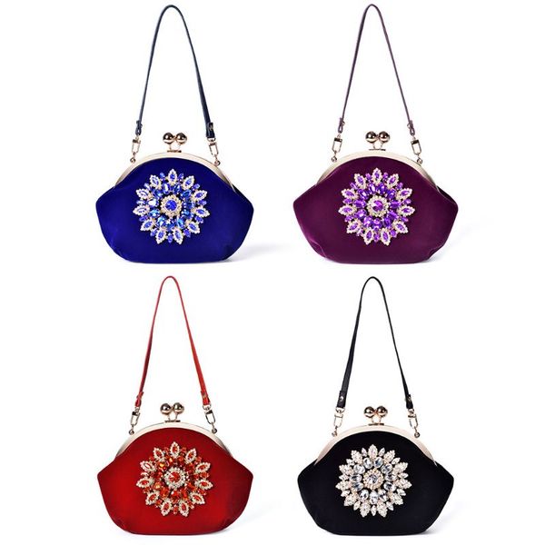 

women lady glitter flower bridal handbag evening clutch party wedding purse chain shoulder crossbody bag lx9f