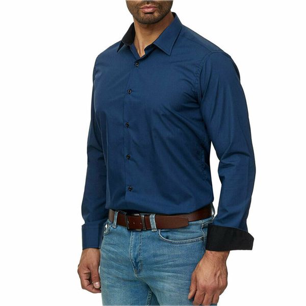 

men smart casual style shirts full sleeve length single breasted closure type solid pattern type turn-down collar, White;black