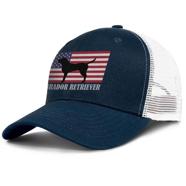 

labrador retriever american flag dark_blue mens and womens trucker cap ball cool custom design your own hats, Blue;gray