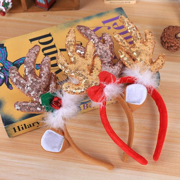 

qifu elk reindeer antlers christmas headband christmas 2019 ornaments gifts navidad natal noel happy new year 2020