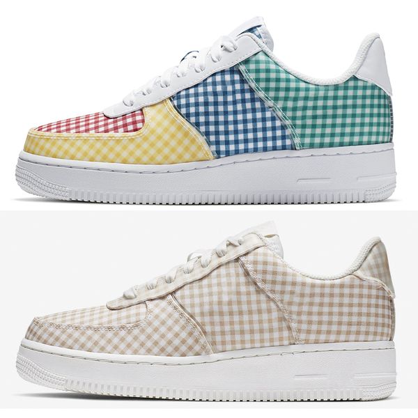 

новые дешевые chaussures кроссовки заставили 1 низкий женщины 07 lv8 1 gingham pack скейт обувь открытый мода кроссовки размер 36-39