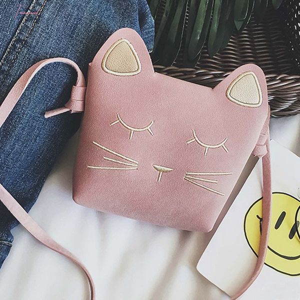 

cute cat girls purse handbag children kid cross body shoulder bag christmas gift, pink