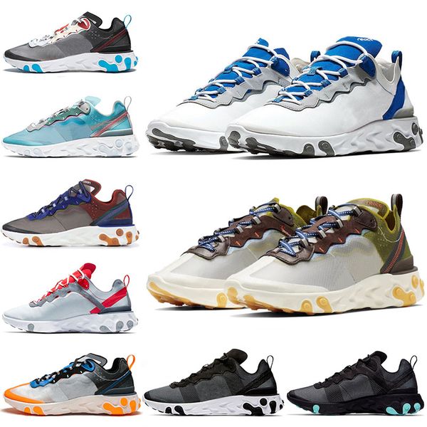 

react element 87 55 epic undercover x nik running shoes for men women bred olive camo tour yellow black white trainers brand sneakers, White;red