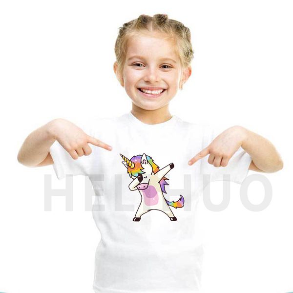 

new arrival unicorn t-shirt girl summer vintage aesthetics children tshirt o-neck short sleeve toddler kids tee clothes teen, White;black