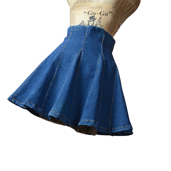 

skirts womens denim pleated 2019 korean style female skirt school high waist tutu mini skirts short jeans saia jupe femme, Black