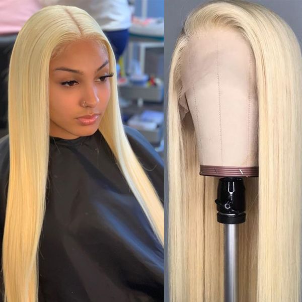 

13x4 613 blonde бразильского прямого человеческих волос боб парик remy фронт шнурок парики для чернокожих женщин 150%, Black