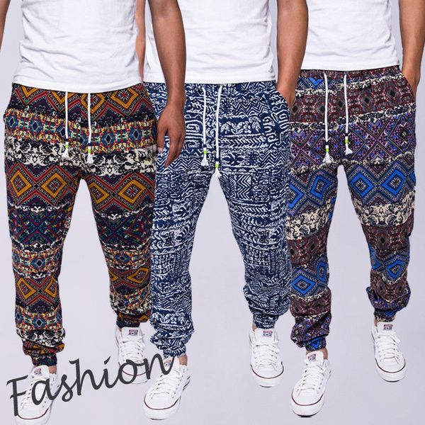 

thefound 2019 new men casual floral print trouser sports fit long pants sweatpants, Black