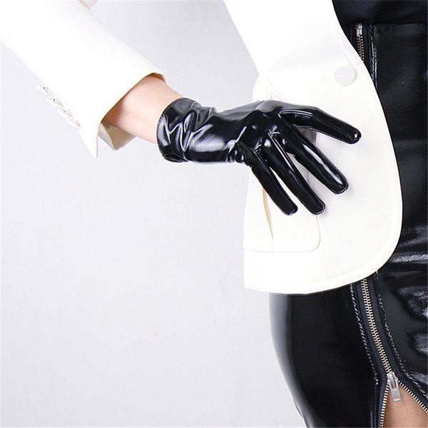 

fashion- long leather gloves 70cm long over elbow simulation leather pu seiko no lining black tb16 d18110705, Blue;gray