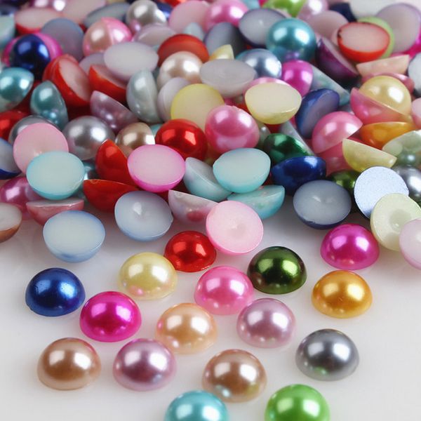 

2000pcs half round acrylic flat back faux pearls beads scrapbooking embellishment for diy phone nails crafts qq99, Silver;gold