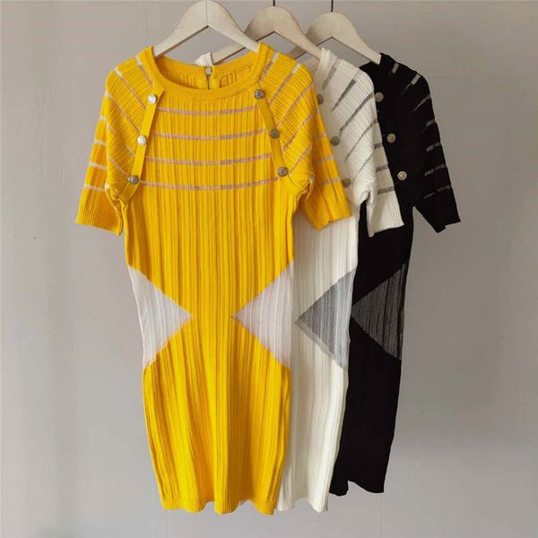 

summer womens designer dresses 2020 new fashion brand button dresses with zippera long dress 2 color size s-l 0.0, Black;pink