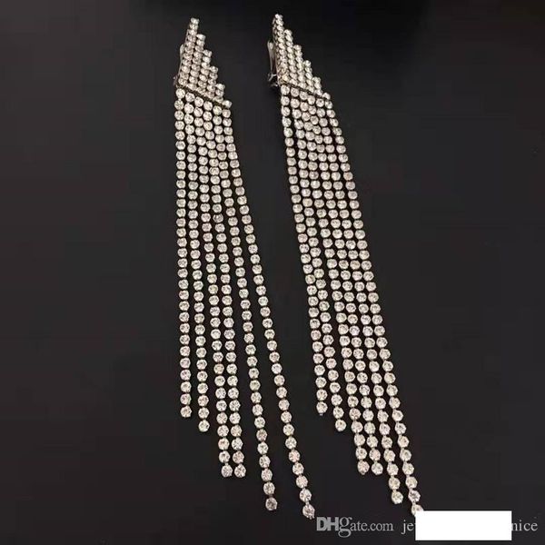 

новая мода женщины популярные серьги белого золота гальваническим кристалл длинные кисточки серьги для девочек женщин для партии wedding nic, Gray