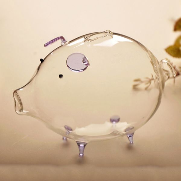 

new pig piggy bank money boxes coin saving box cute transparent glass souvenir birthday gift for children kids