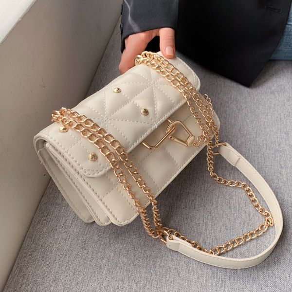

fashion small rivet square crossbody bags for women chain shoulder bags pu leather female handbags lady flap bag