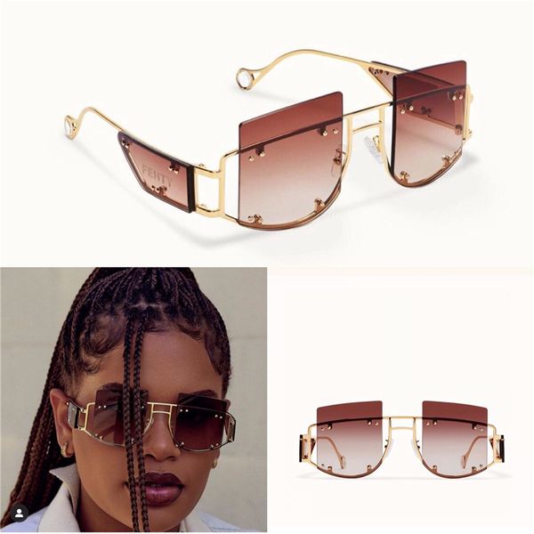 

new fashion avant-garde sunglasses fenty special design small square frame protection goggle light color decorative eyewear, White;black