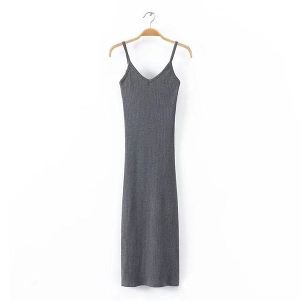 

party dresses 2021 spring europe and america women's dress style knitted slit strapped 8095, White;black