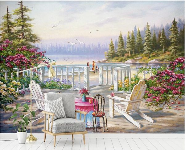

3d room wallpaper custom p mural seaside landscape oil painting background wall picture wallpaper for walls 3 d