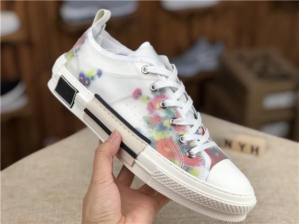 

2020 flowers technical canvas b23 b24 high sneakers in oblique mens brand b23 designer shoes womens fashion sneakers, Black