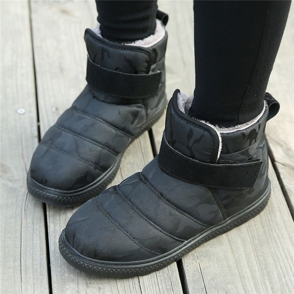 

trend high men's boots autumn winter camouflage cotton shoes men hook loop shoes boots footwear male size 37-47, Black
