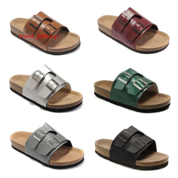 

2019 famous brand arizona men flat heel slipper women multaicolor summer casual shoes buckle genuine leather wholesale